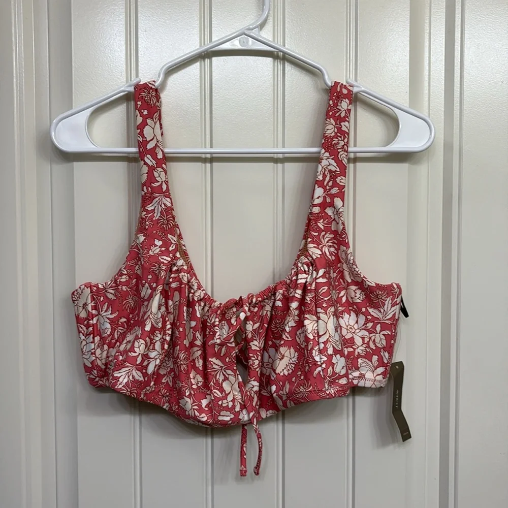 NWT J. Crew Tie-front bikini top and bottoms in tossed floral - Picture 2 of 8